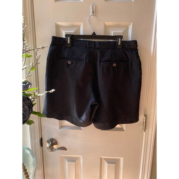 Womens Old Navy Linen Shorts 12 Black Pleated NEW - Picture 4 of 9